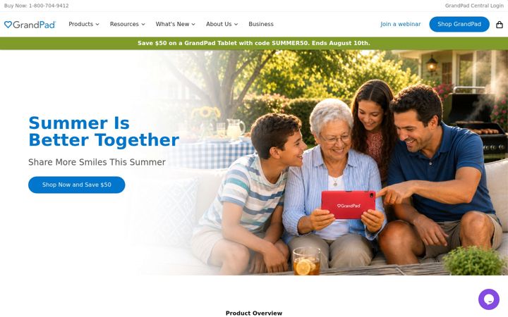 Screenshot of grandpad.net