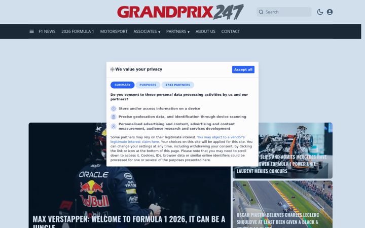 Screenshot of grandprix247.com