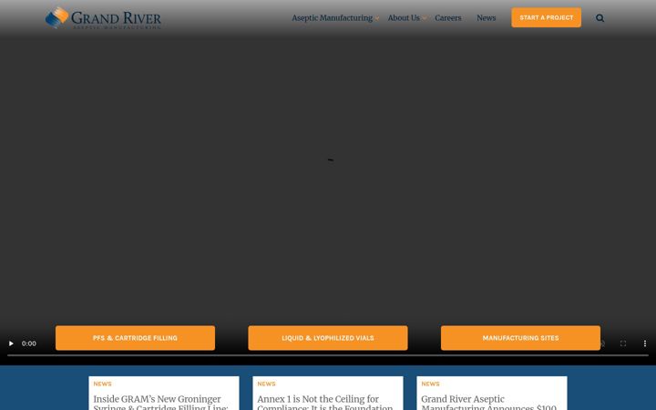 Screenshot of grandriverasepticmfg.com