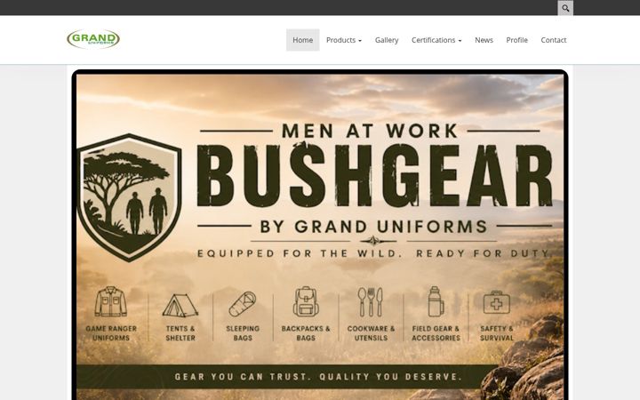 Screenshot of granduniforms.com