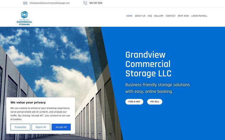 Screenshot of grandviewcommercialstorage.com