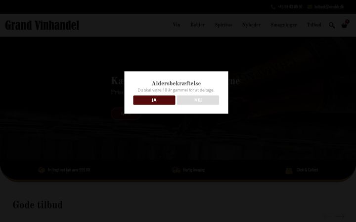 Posnetek zaslona grandvinhandel.dk