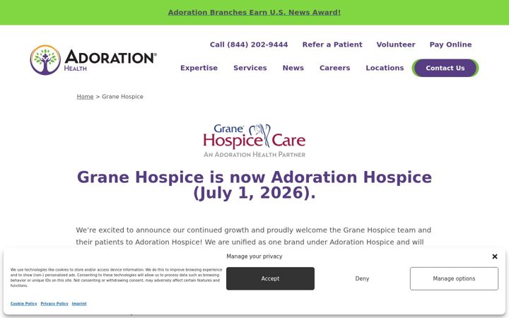Screenshot of granehospice.com