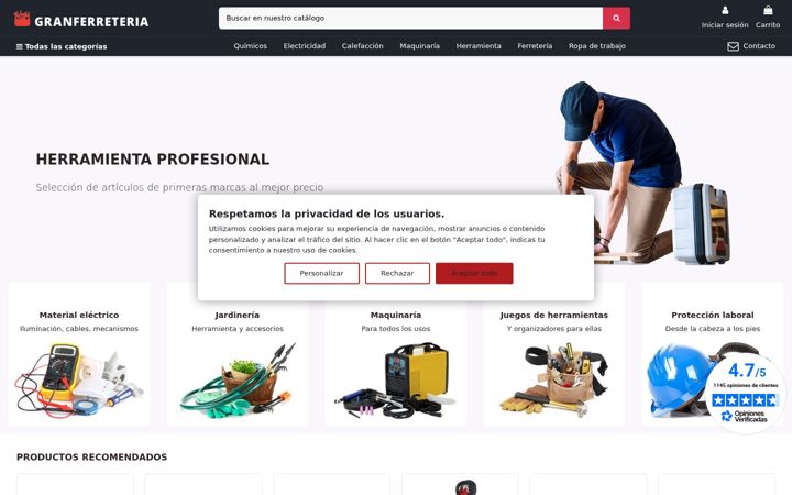 Skærmbillede af granferreteria.com