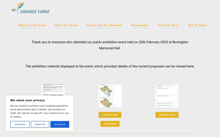 Screenshot of grangefarmbovingdon.co.uk