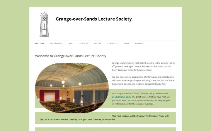 Screenshot of grangelecturesociety.co.uk