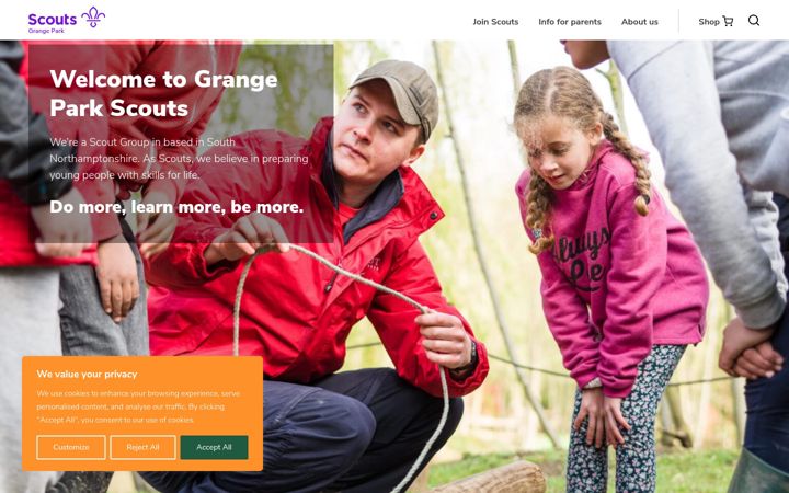 Screenshot of grangeparkscouts.org.uk