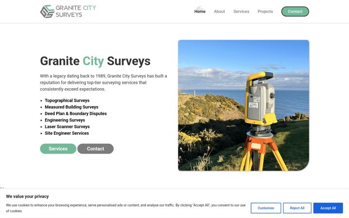 Screenshot of granitecitysurveys.co.uk