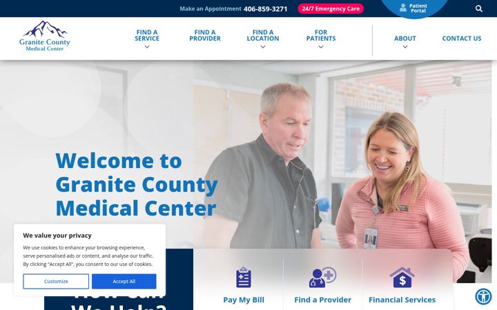 Screenshot of granitecountyhospital.com