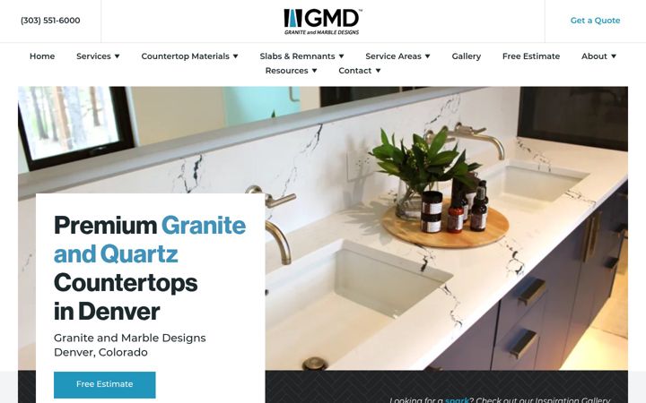 Screenshot of granitemarbledesigns.com