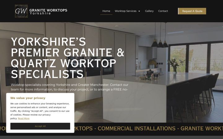 Screenshot of graniteworktopsyorkshire.co.uk