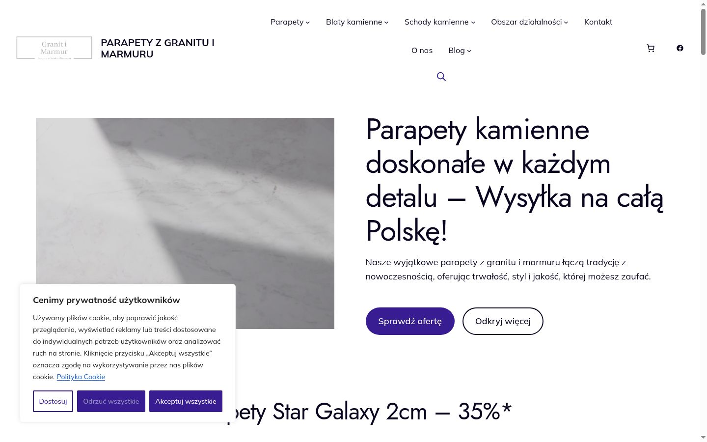 Zrzut ekranu banera zgody wyświetlanego przed jakąkolwiek interakcją