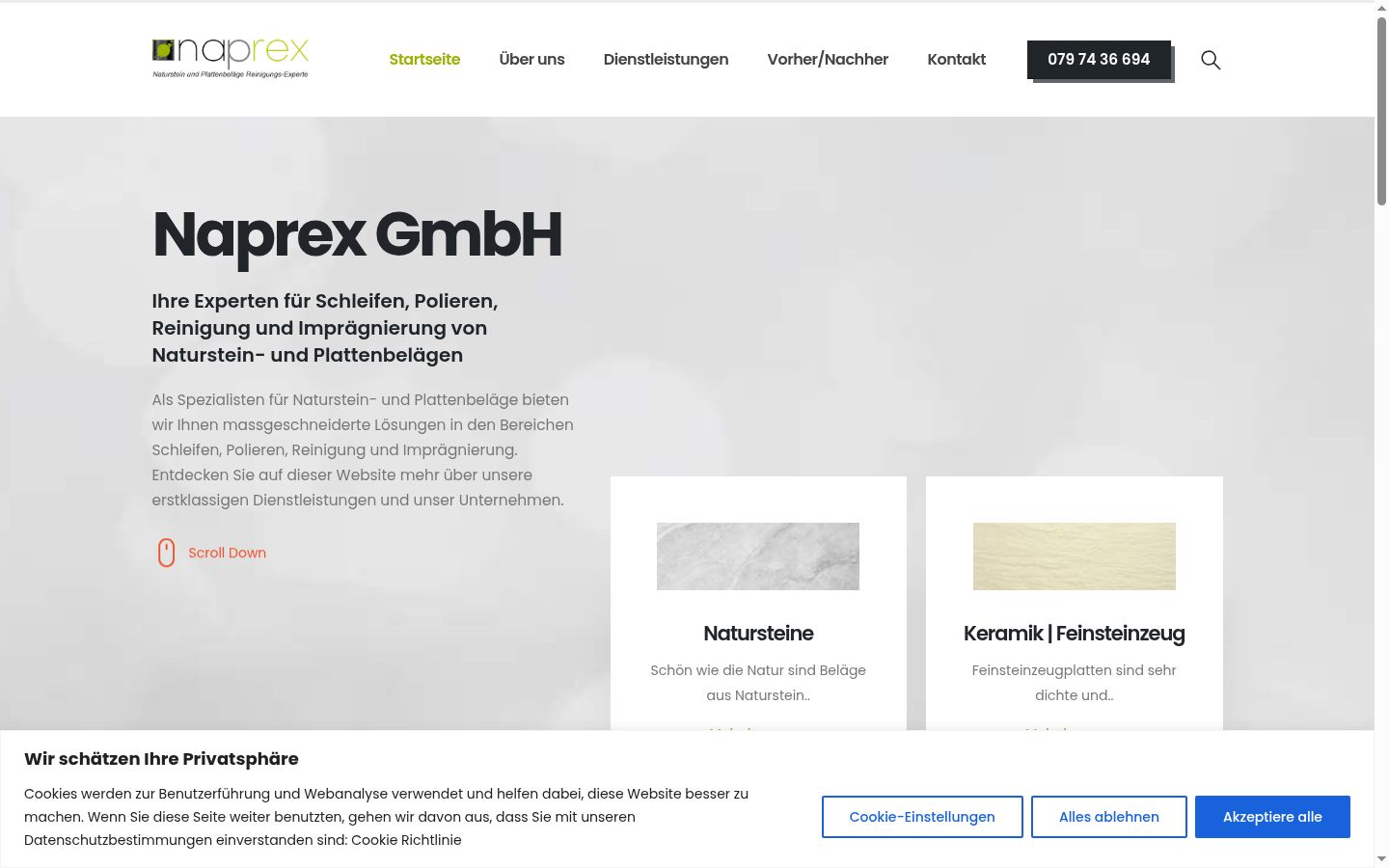 Screenshot del banner di consenso mostrato prima di qualsiasi interazione