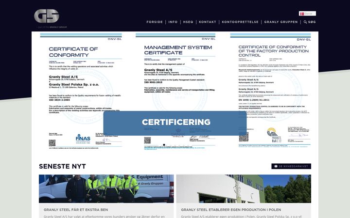 Screenshot of granlysteel.dk