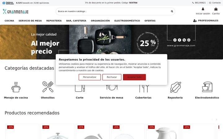 Screenshot of granmenaje.com