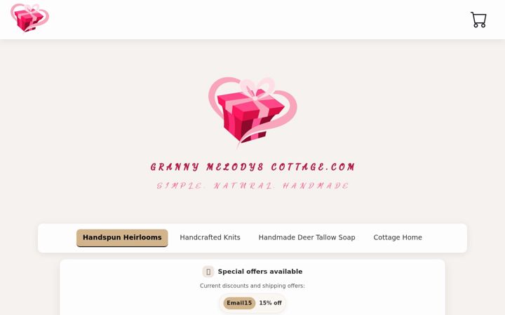 Screenshot of grannymelodyscottage.com