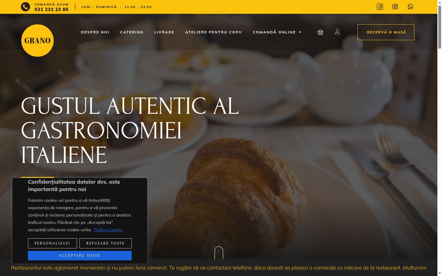 Screenshot του banner συγκατάθεσης που εμφανίστηκε πριν από οποιαδήποτε αλληλεπίδραση