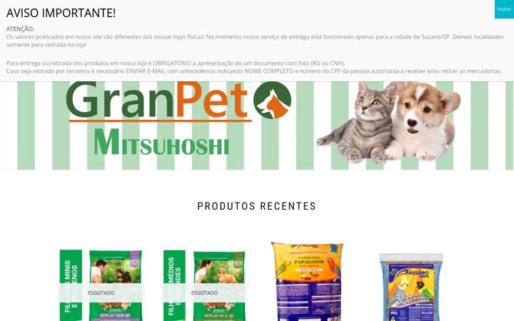 Screenshot of granpetsuzano.com.br