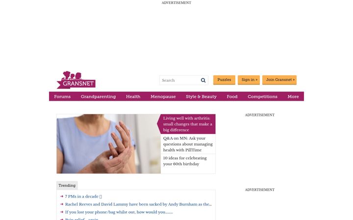 Screenshot of gransnet.com