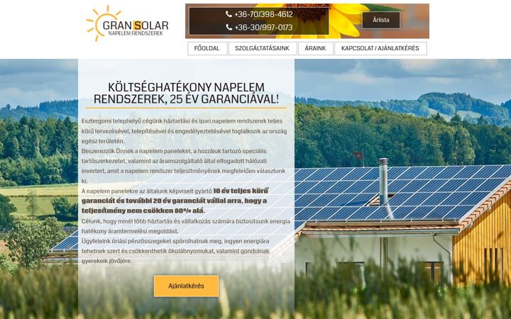Ekrano kopija gransolar.hu