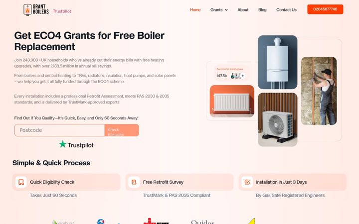 Screenshot of grantboilers.org.uk