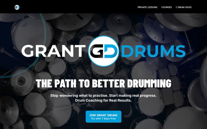Screenshot of grantdrums.com