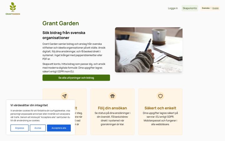 Screenshot of grantgarden.org