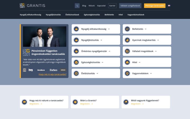 Screenshot of grantis.hu