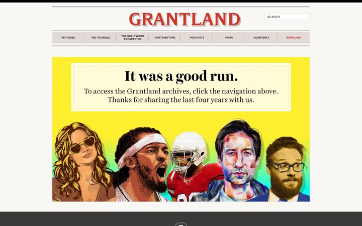Екранна снимка на grantland.com