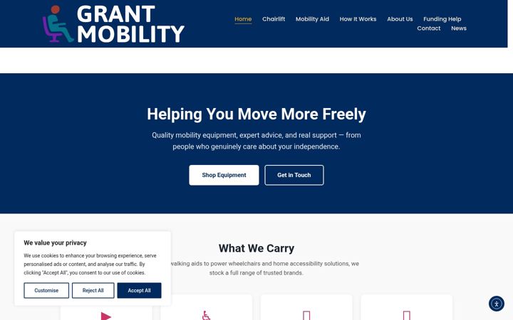 Screenshot of grantmobility.com
