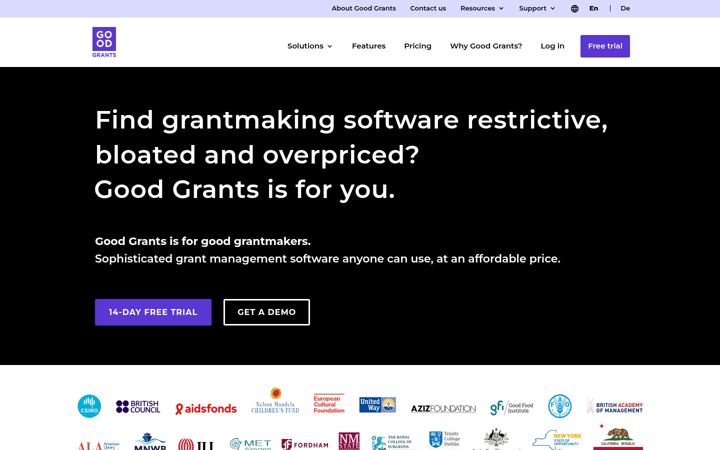 Screenshot von grantplatform.com