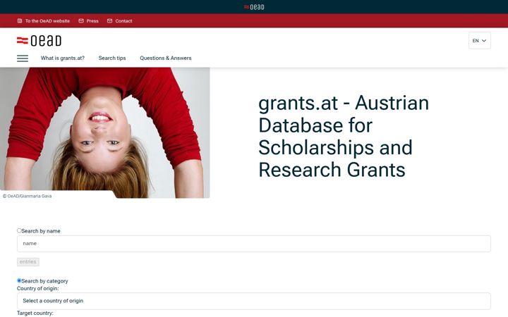 Screenshot of grants.at