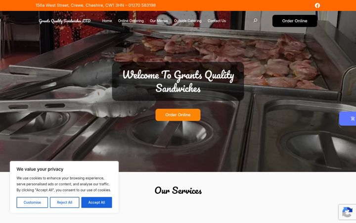 Screenshot of grantsqualitysandwiches.co.uk