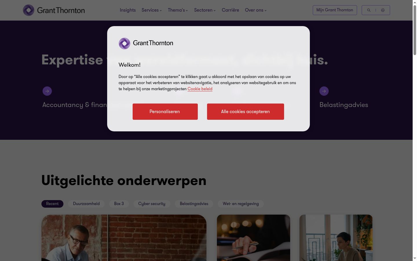 Screenshot of the consent banner shown before any interaction