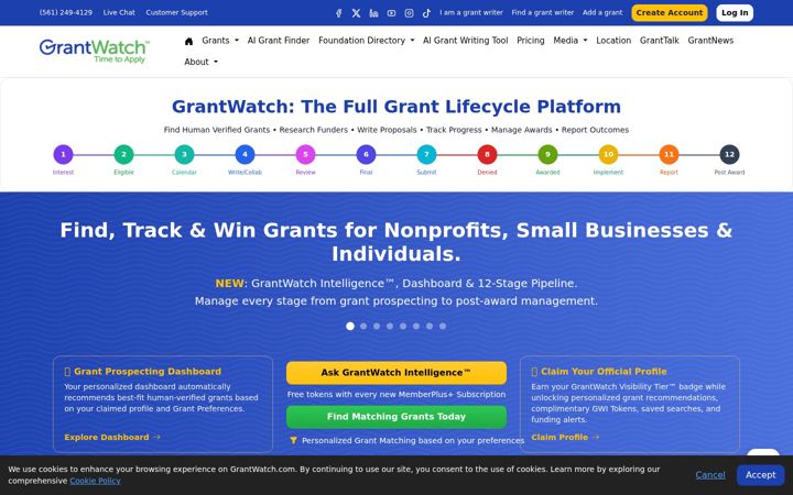 Screenshot of grantwatch.com