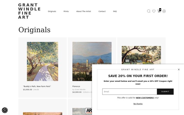Screenshot of grantwindlefineart.com