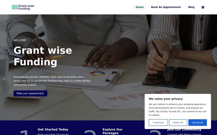 Screenshot of grantwisefunding.co.uk