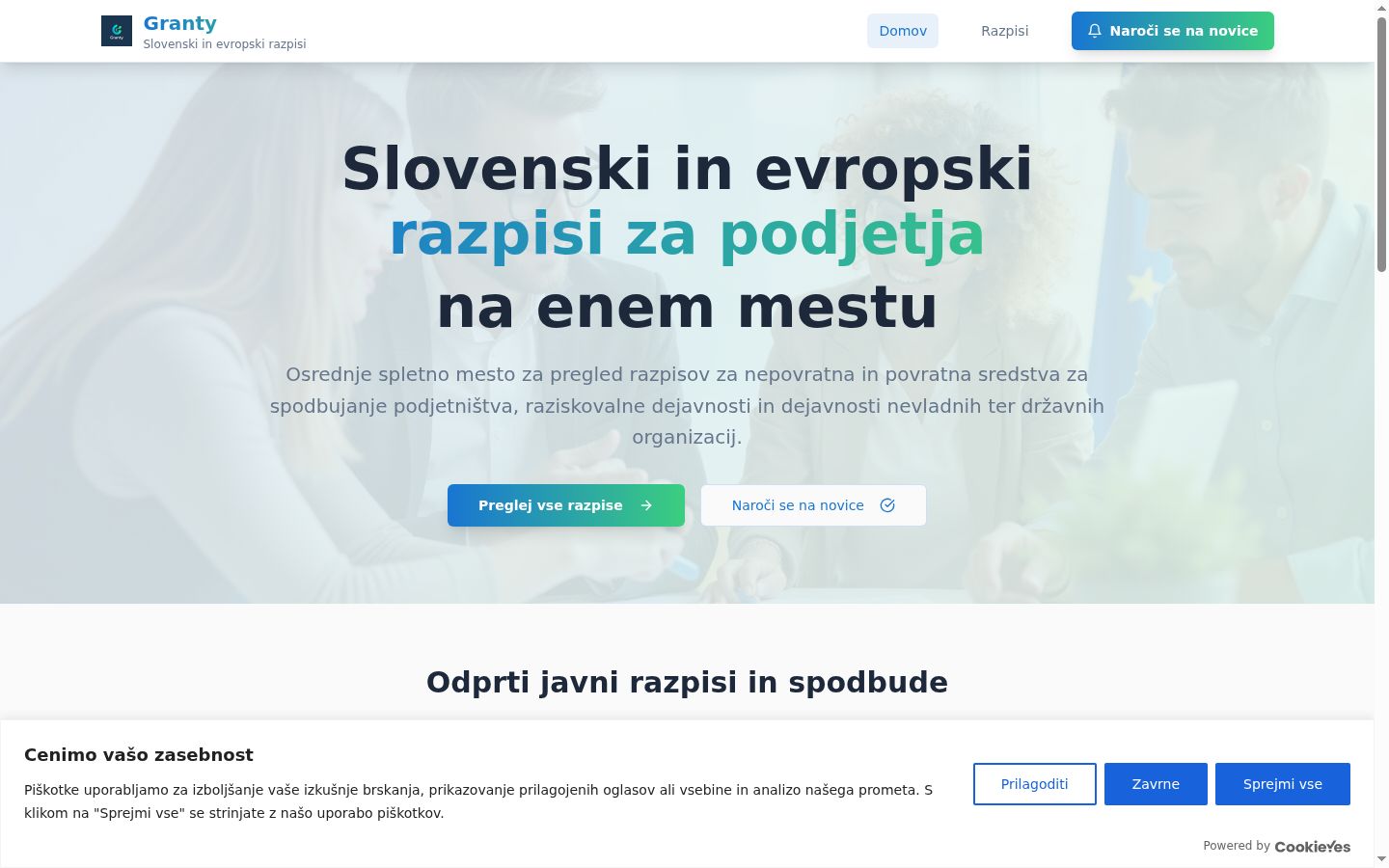 Screenshot tal-banner tal-kunsens muri qabel kwalunkwe interazzjoni