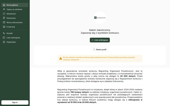 Ekrānuzņēmums no grantydlaporadni.pl
