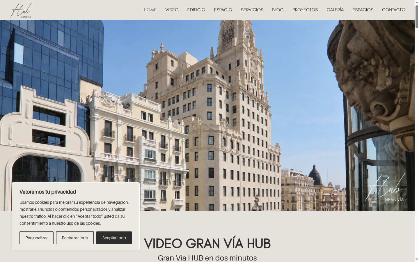 Captura de pantalla del banner de consentimiento mostrado antes de cualquier interacción