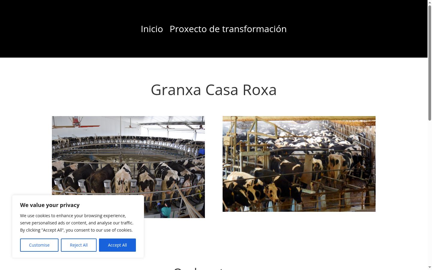 Captura de ecrã do banner de consentimento apresentado antes de qualquer interação
