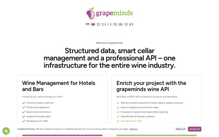 Screenshot of grapeminds.eu