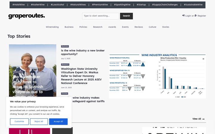 Screenshot of graperoutes.com