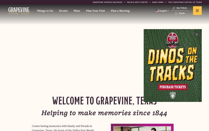 Screenshot of grapevinetexasusa.com