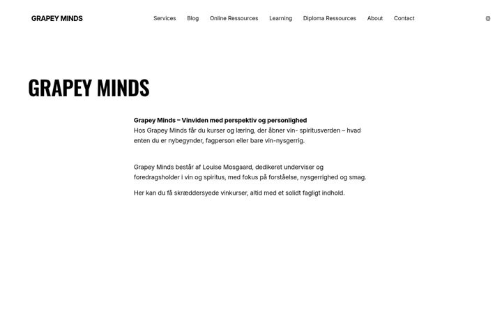 Screenshot of grapeyminds.com