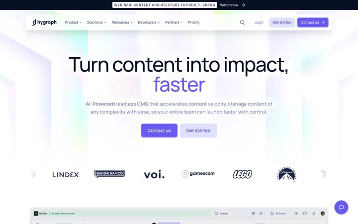 Screenshot of graphcms.com