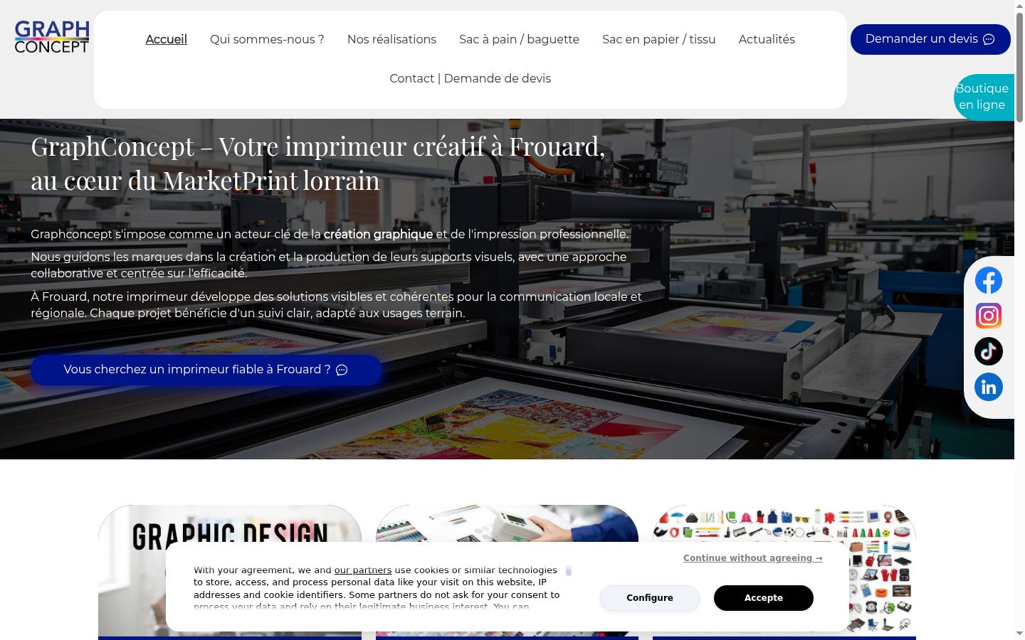 Capture d'écran de la bannière de consentement affichée avant toute interaction