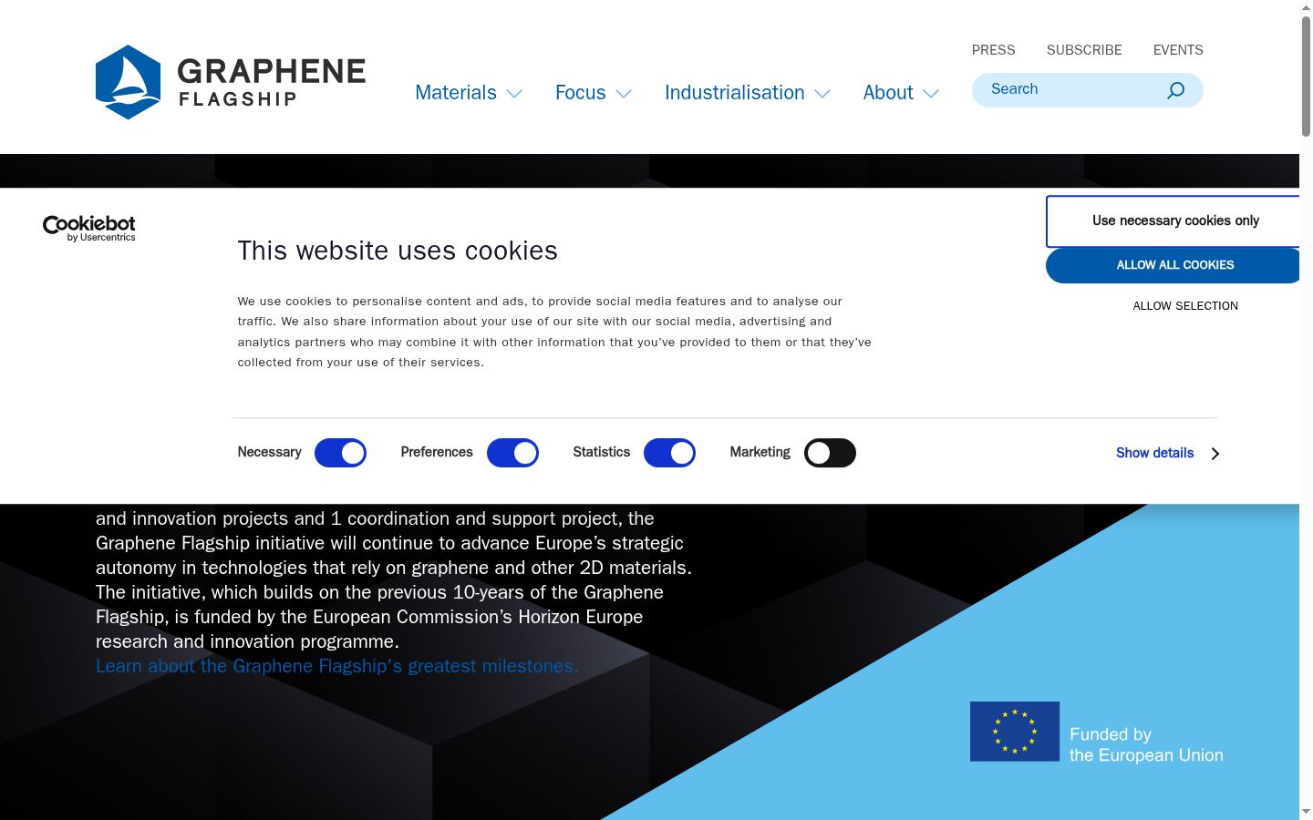 Screenshot of the consent banner shown before any interaction