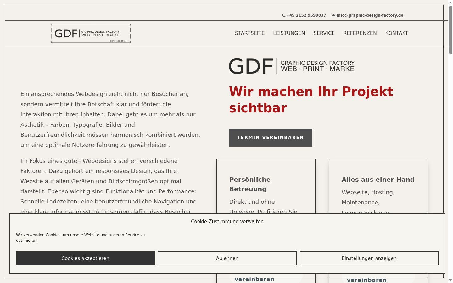 Screenshot des Einwilligungsbanners vor jeglicher Interaktion