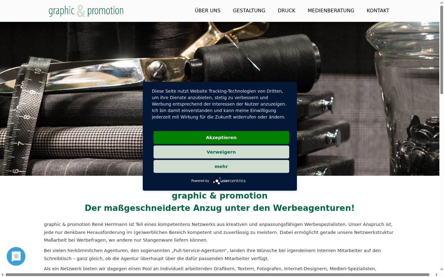 Screenshot des Einwilligungsbanners vor jeglicher Interaktion
